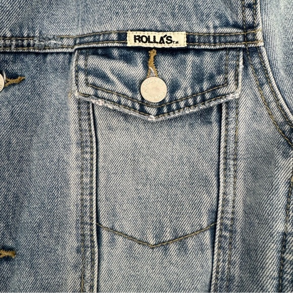 Rolla’s Sherpa Jean Jacket Women’s Size S Blue Denim Faux Fur Distressed - Picture 6 of 15